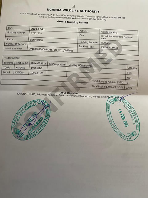 Uganda gorilla permit